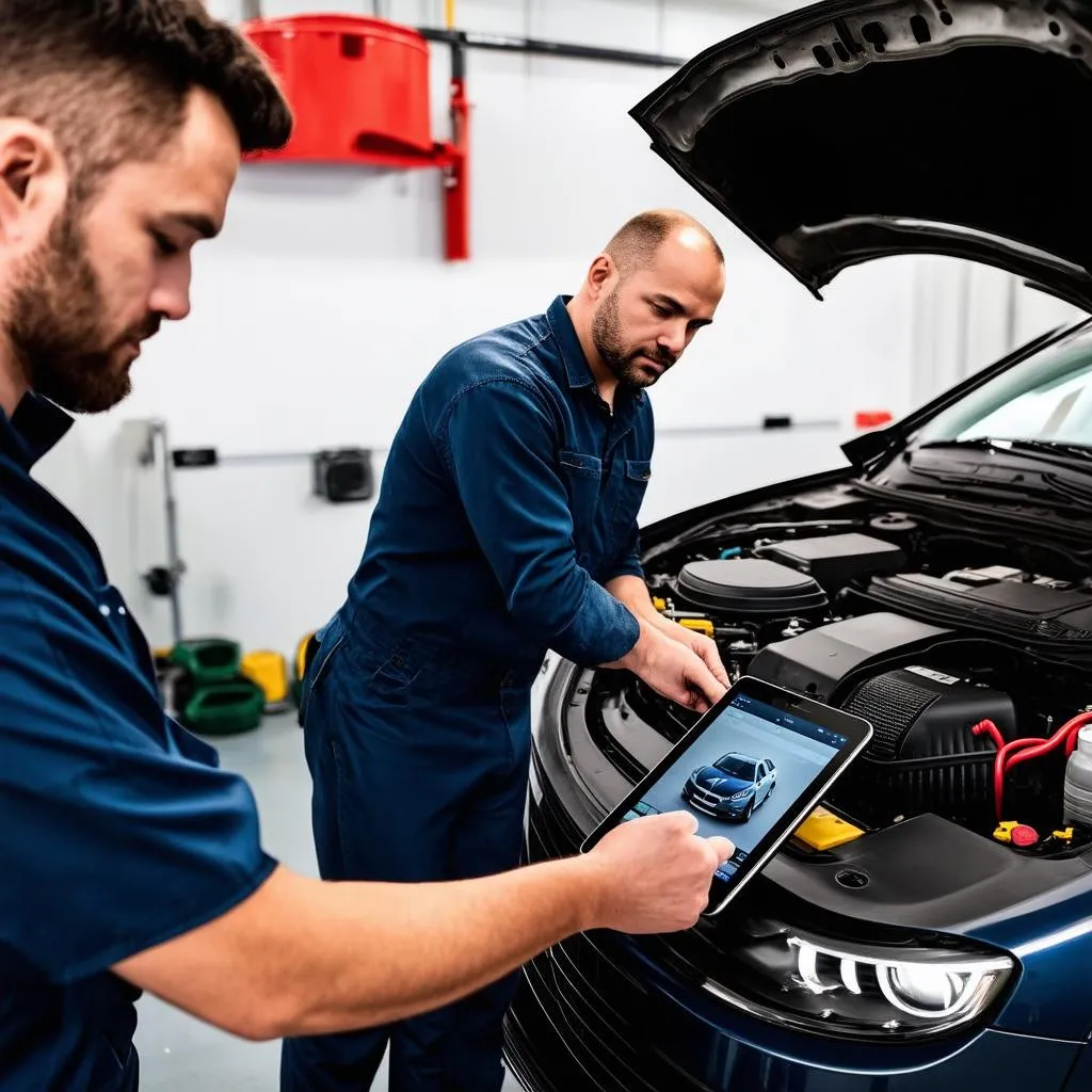 Mechanic with digital tablet